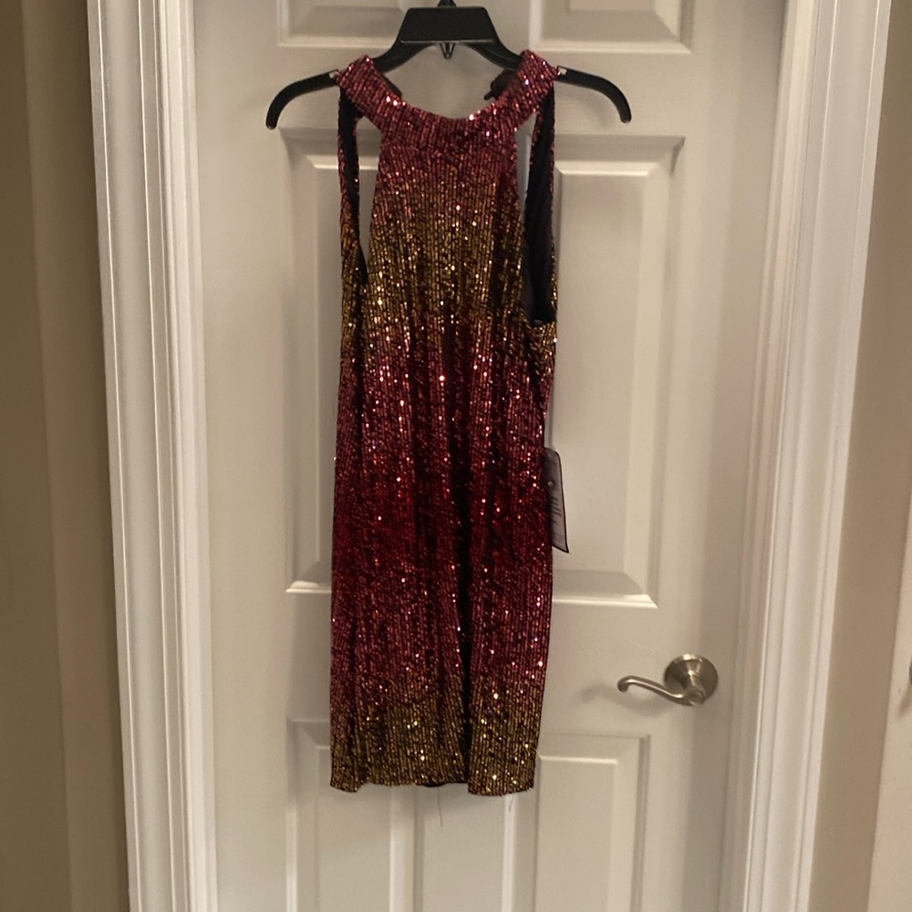 Reds and gold almost ombré style sequin halter.